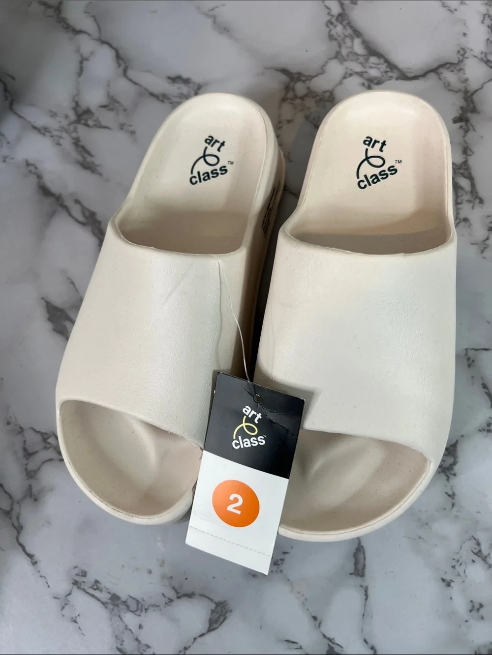 Art Class Girl's White Eddie Platform Slide Sandal Size 2